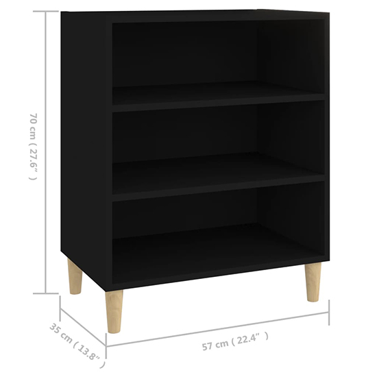 Larya Wooden Bookcase With 3 Shelves In Black_5