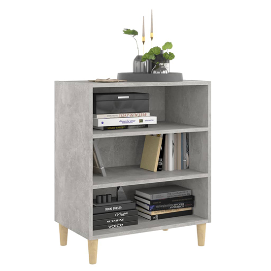Larya Wooden Bookcase With 3 Shelves In Concrete Effect