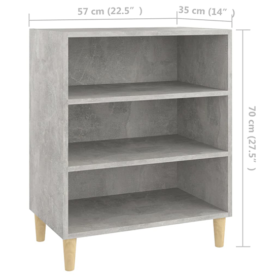Larya Wooden Bookcase With 3 Shelves In Concrete Effect_5