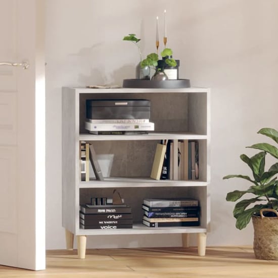 Photo of Larya wooden bookcase with 3 shelves in concrete effect