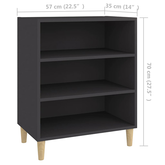 Larya Wooden Bookcase With 3 Shelves In Grey_5
