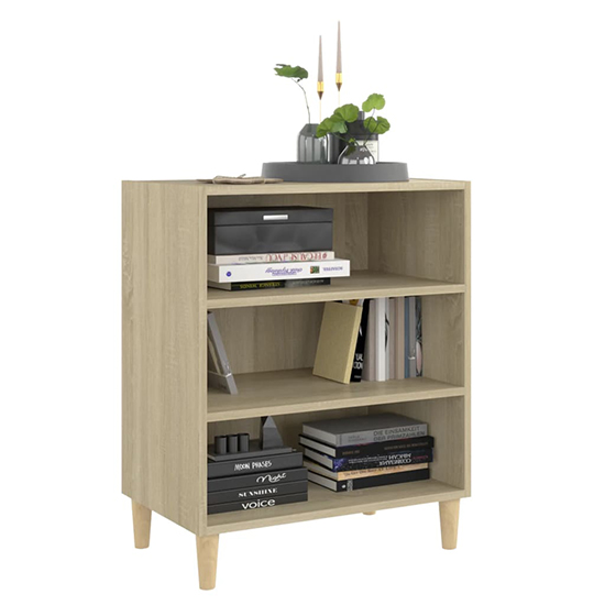 Larya Wooden Bookcase With 3 Shelves In Sonoma Oak