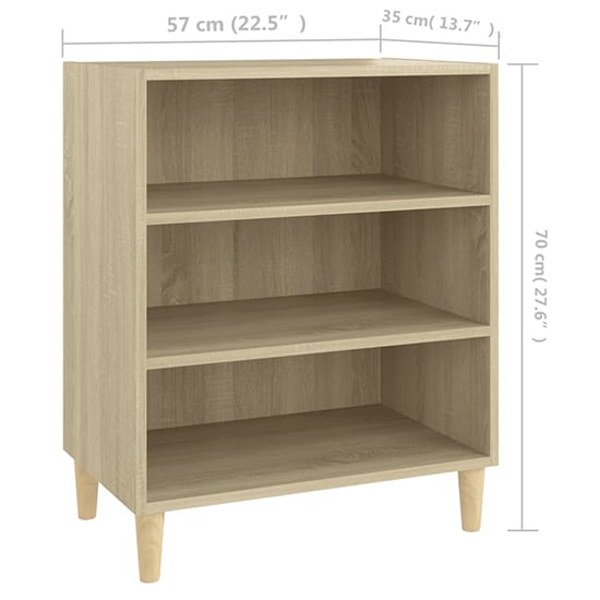 Larya Wooden Bookcase With 3 Shelves In Sonoma Oak_5