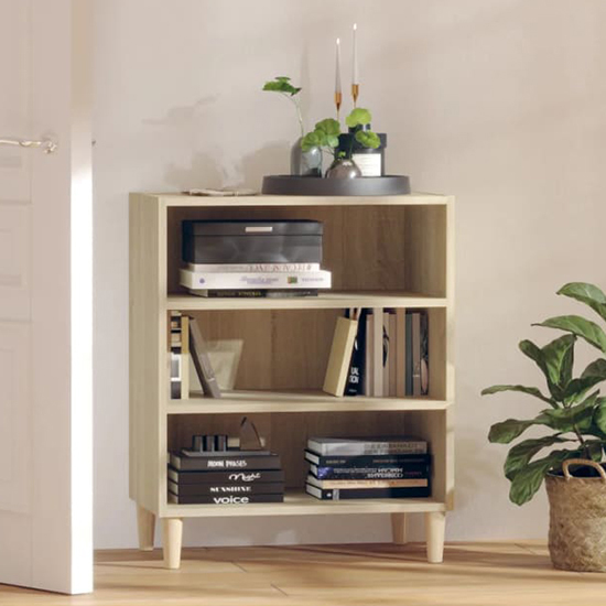 larya wooden bookcase with 3 shelves in sonoma oak