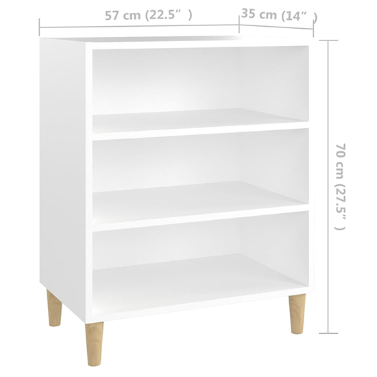 Larya Wooden Bookcase With 3 Shelves In White