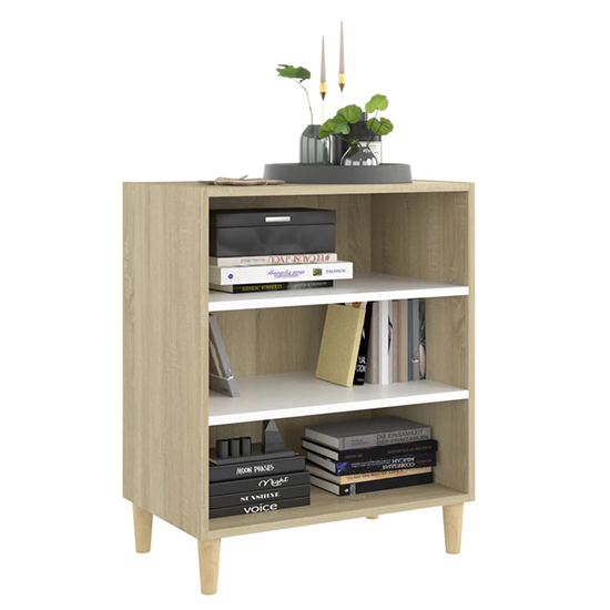 Larya Wooden Bookcase With 3 Shelves In White And Sonoma Oak_2