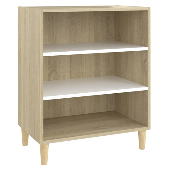 Larya Wooden Bookcase With 3 Shelves In White And Sonoma Oak_3