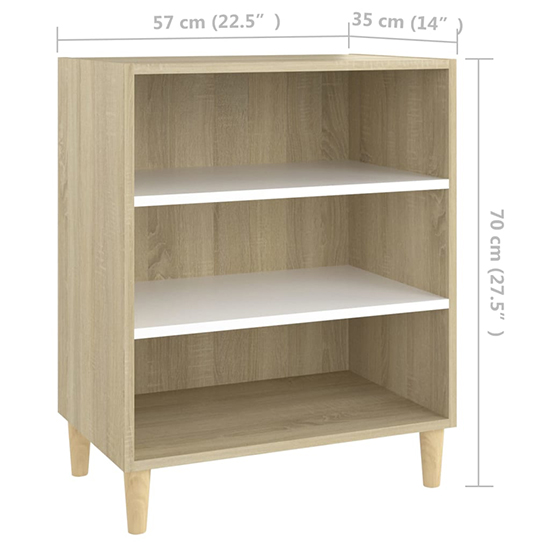 Larya Wooden Bookcase With 3 Shelves In White And Sonoma Oak_5