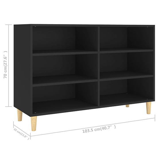 Larya Wooden Bookcase With 6 Shelves In Black