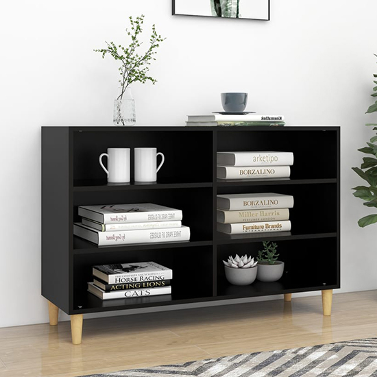 Photo of Larya wooden bookcase with 6 shelves in black