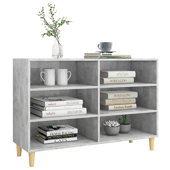 Larya Wooden Bookcase With 6 Shelves In Concrete Effect