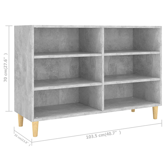 Larya Wooden Bookcase With 6 Shelves In Concrete Effect