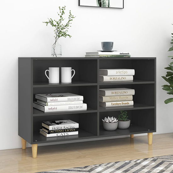 Photo of Larya wooden bookcase with 6 shelves in grey