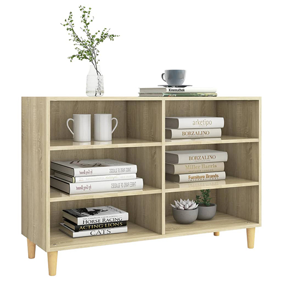 Larya Wooden Bookcase With 6 Shelves In Sonoma Oak