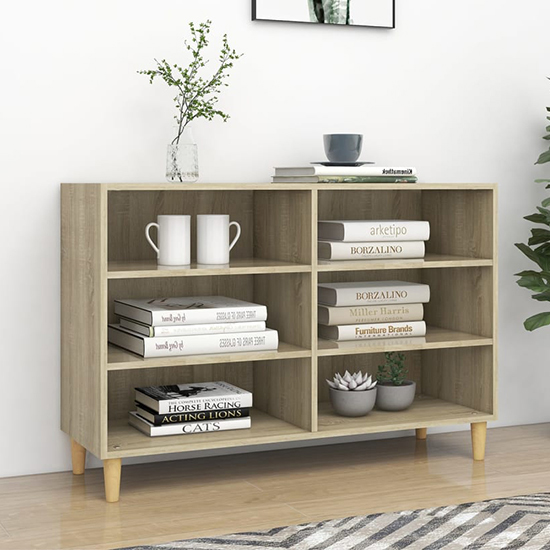 Photo of Larya wooden bookcase with 6 shelves in sonoma oak