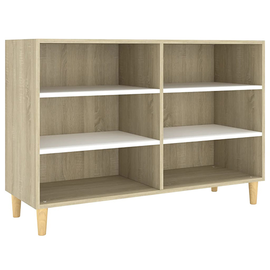 Larya Wooden Bookcase With 6 Shelves In White And Sonoma Oak_3