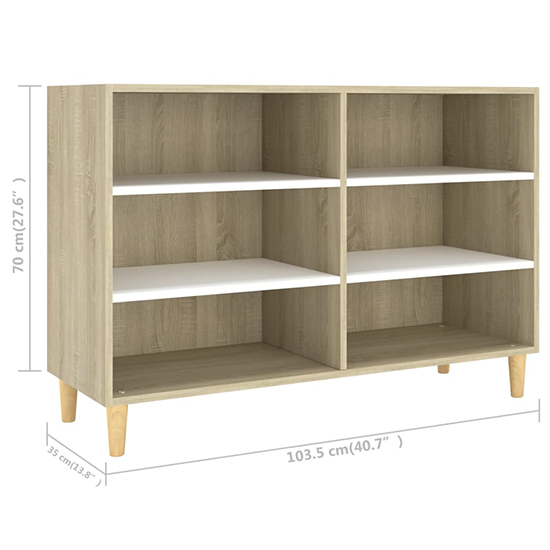 Larya Wooden Bookcase With 6 Shelves In White And Sonoma Oak_5