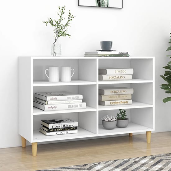 Larya Wooden Bookcase With 6 Shelves In White_1