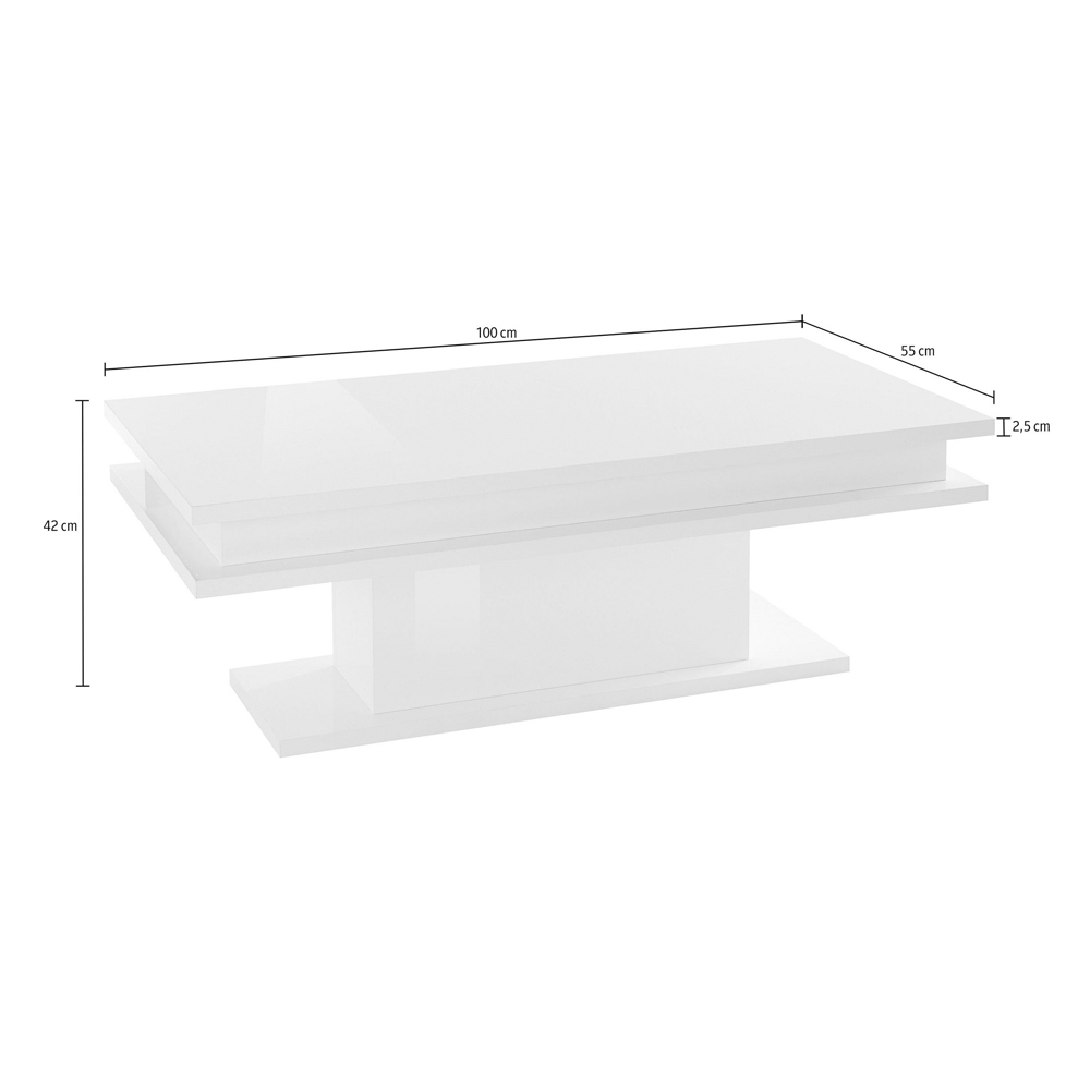 Lasalle High Gloss Coffee Table With LED In White