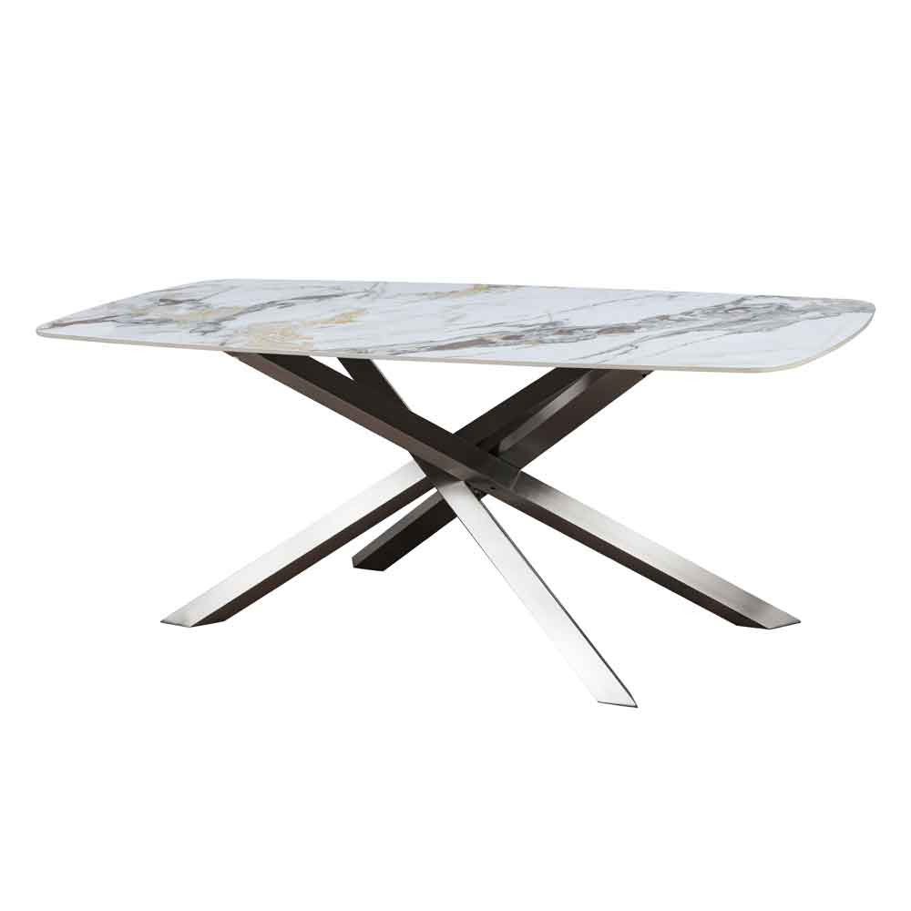Laseo Ceramic Dining Table in White Gloss