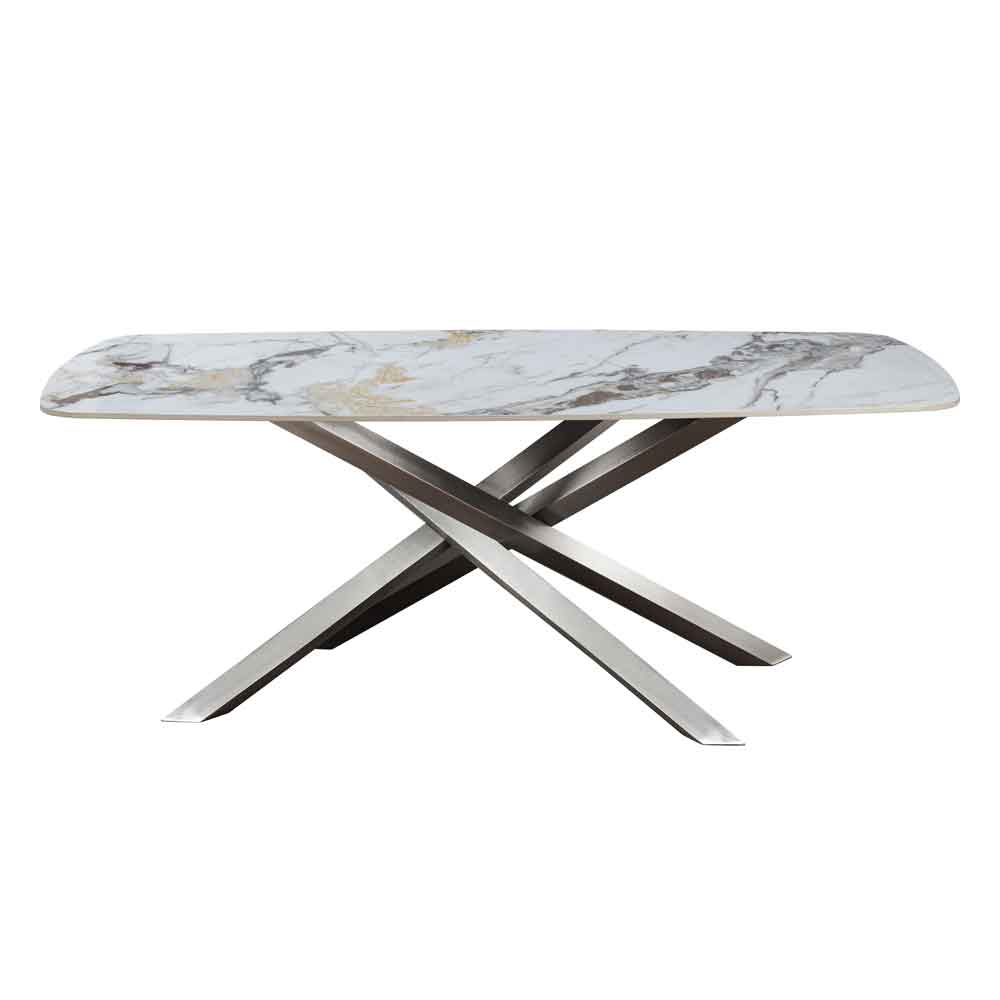 Laseo Ceramic Dining Table in White Gloss