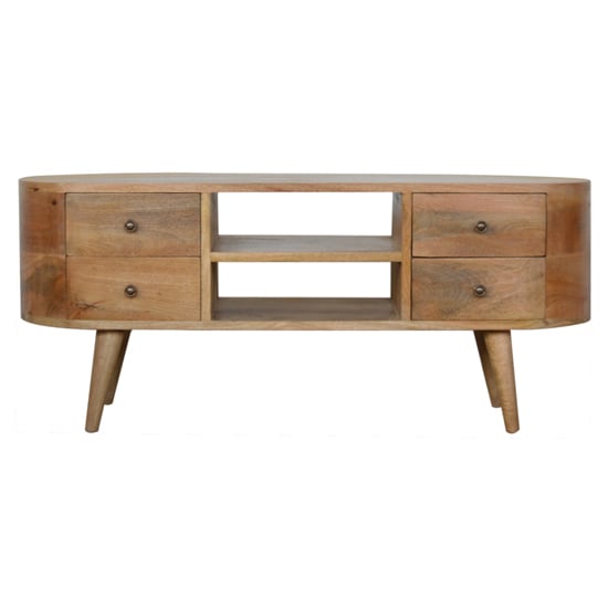 Lasix Wooden Circular TV Stand In Oak Ish With 4 Drawers_2
