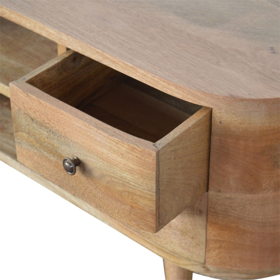 Lasix Wooden Circular TV Stand In Oak Ish With 4 Drawers_3