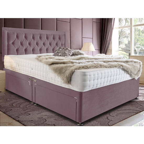 Lasso Plush Velvet Divan Single Bed In Pink FiF