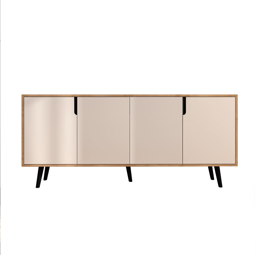 Latina Wooden Sideboard with 4 Doors in Sapphire Oak and White