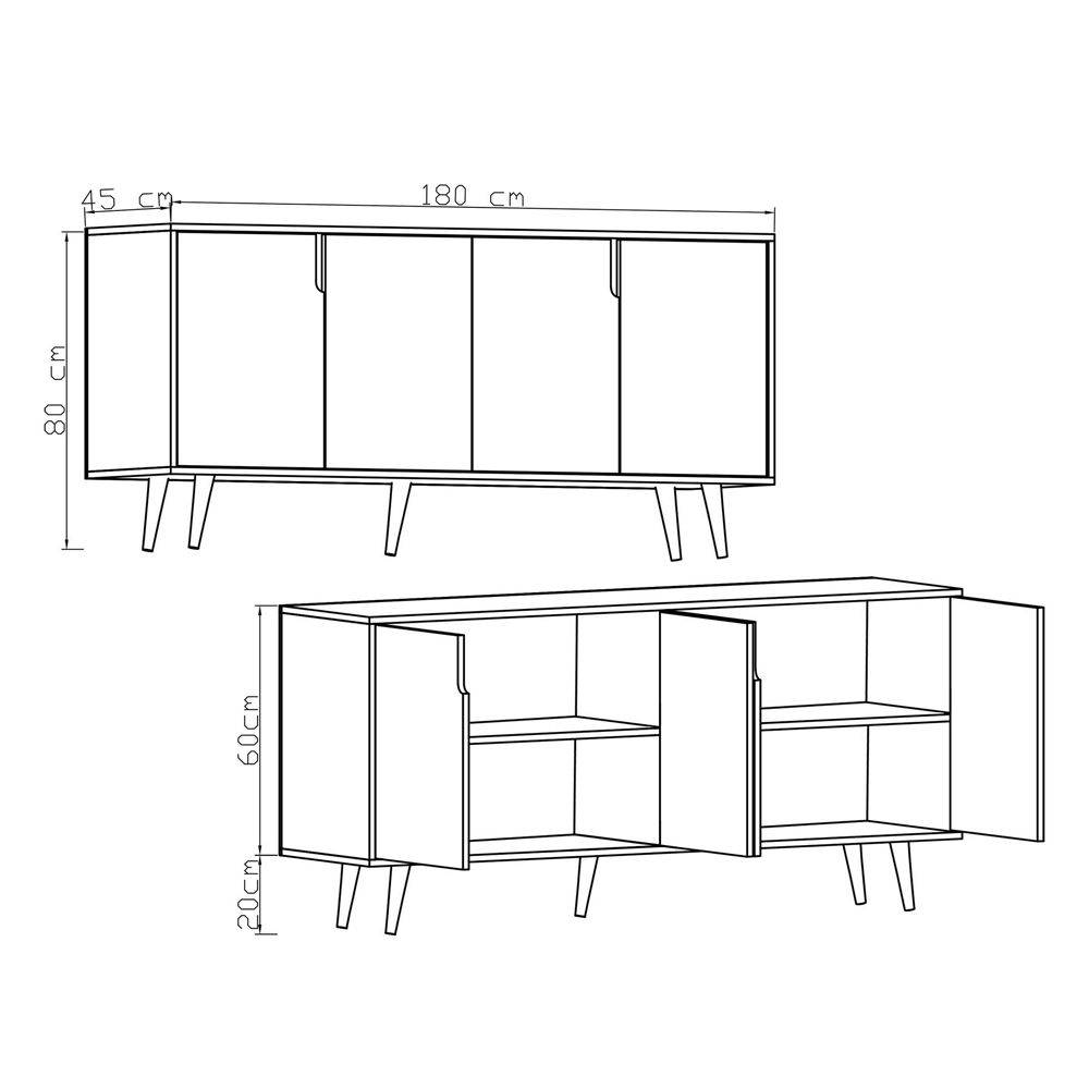 Latina Wooden Sideboard with 4 Doors in Sapphire Oak