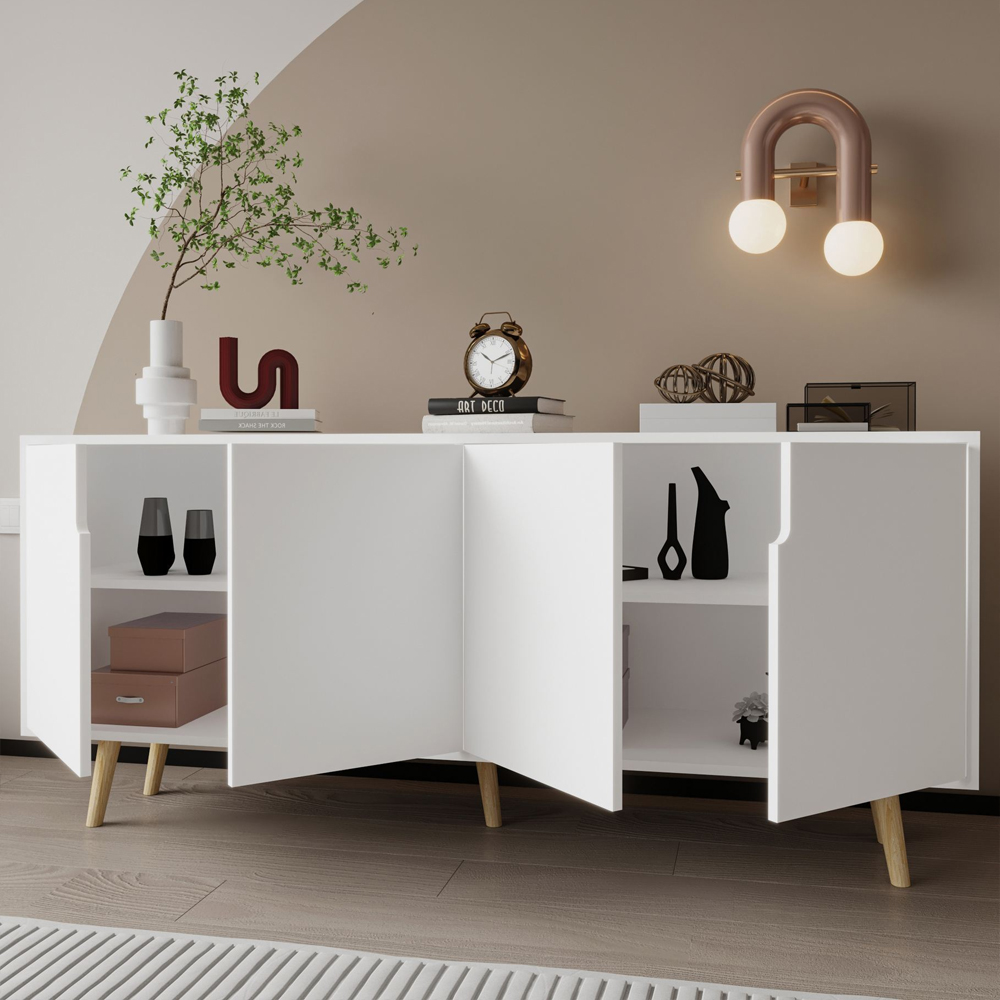 Latina Wooden Sideboard with 4 Doors in White