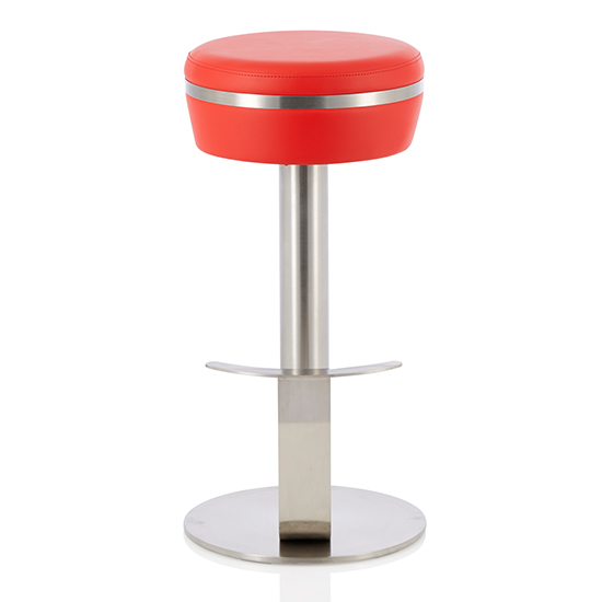 Photo of Latos faux leather fixed bar height bar stool in red