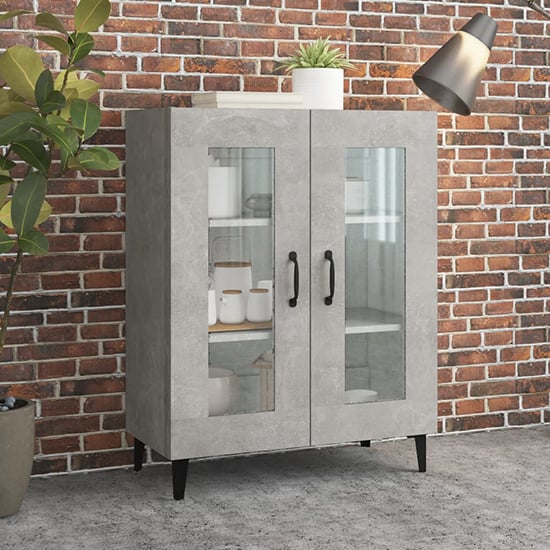 Product photograph of Latrell Wooden Sideboard With 2 Doors In Concrete Effect from Furniture in Fashion