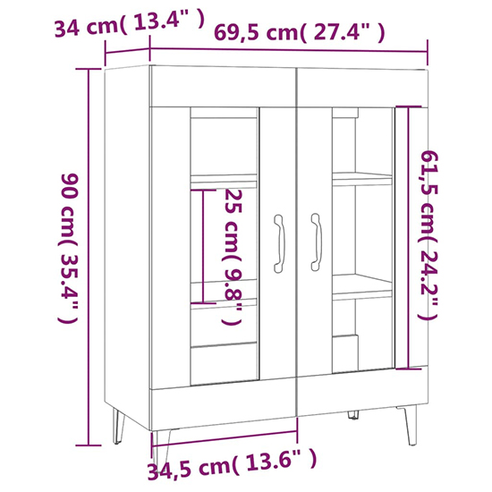 Latrell Wooden Sideboard With 2 Doors In White