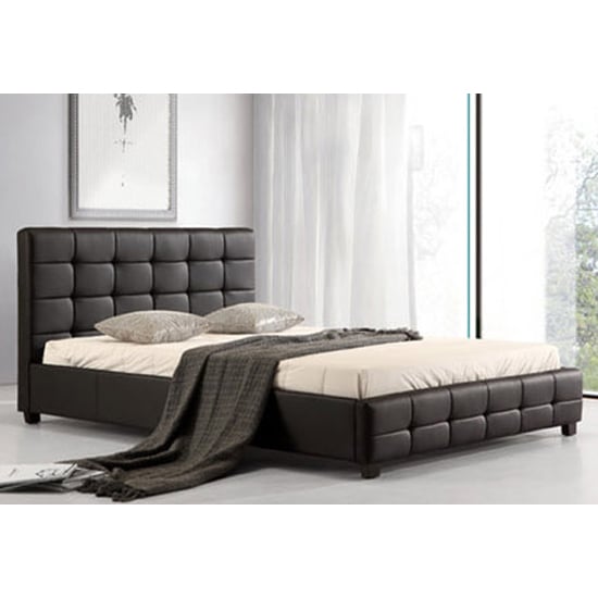 Laoghaire Faux Leather King Size Bed In Black