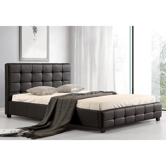 Product photograph of Laoghaire Faux Leather King Size Bed In Black from Furniture in Fashion