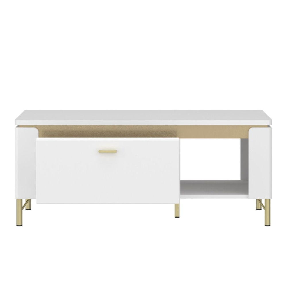 Laughlin LED High Gloss Coffee Table With 1 Door In White