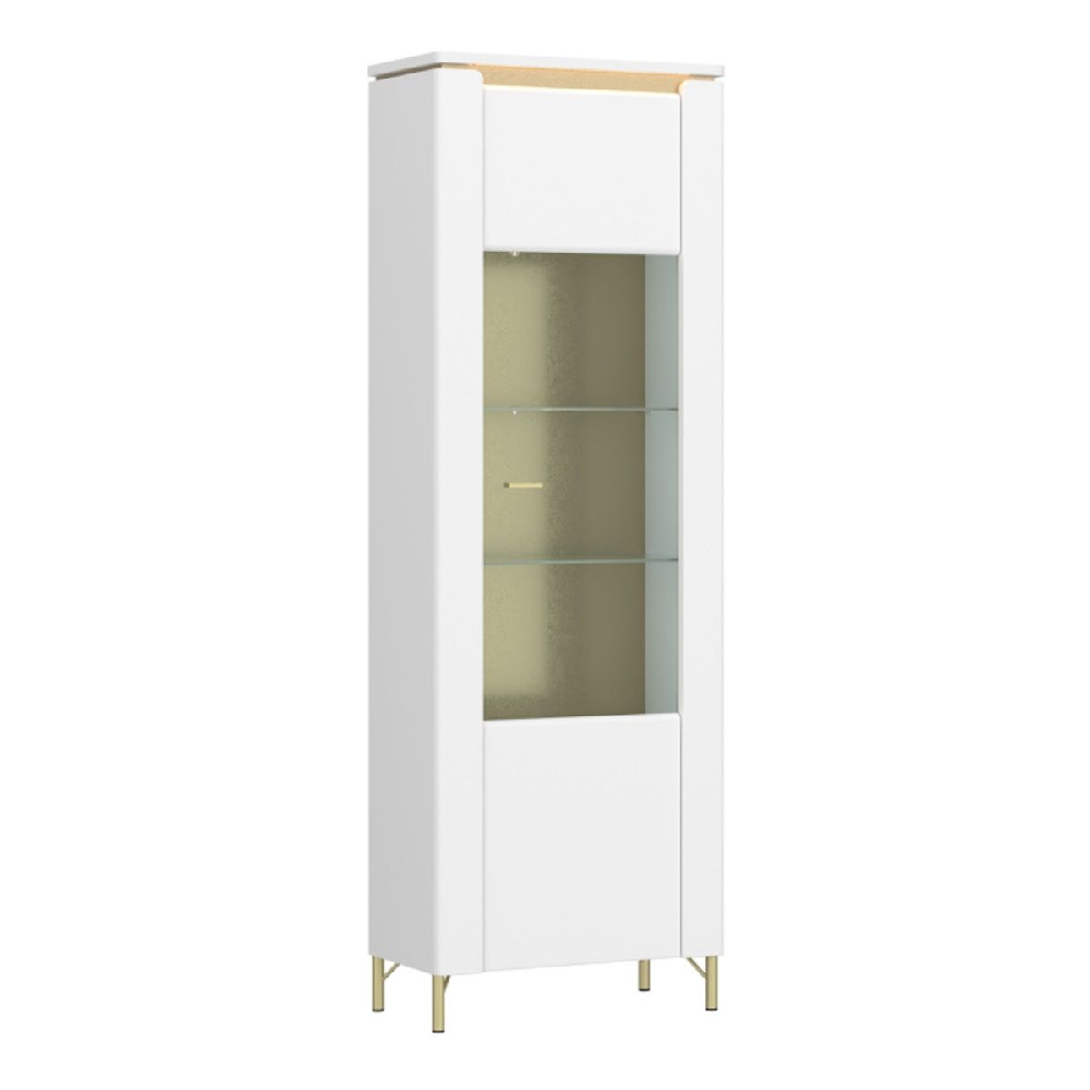 Laughlin LED High Gloss Display Cabinet With 1 Door In White