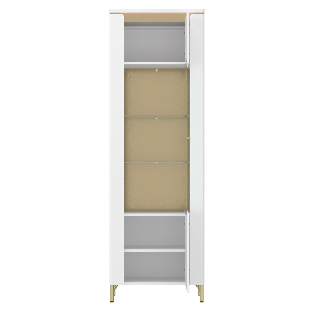 Laughlin LED High Gloss Display Cabinet With 1 Door In White