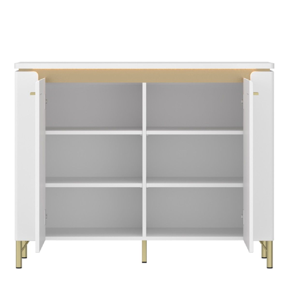 Laughlin LED High Gloss Sideboard With 2 Doors In White