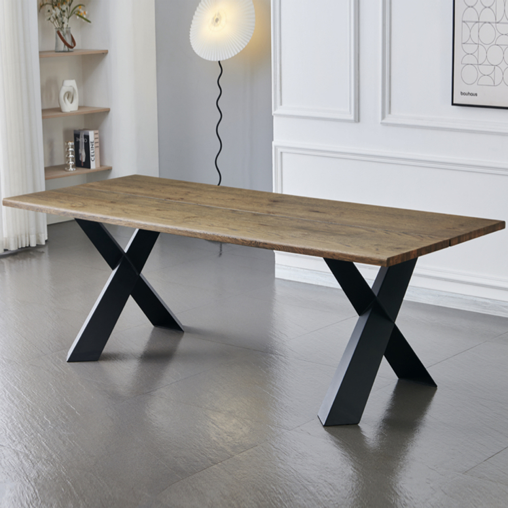 Laughlin Wooden Dining Table With 6 Rolla Dark Grey Chairs - Oak