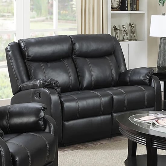 Photo of Launa leatherlux and pu recliner 2 seater sofa in gun metal