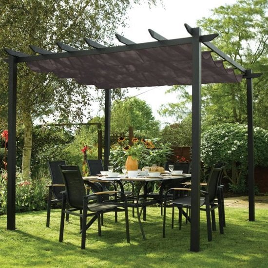 Product photograph of Launton Free Standing 3x3 Aluminium Canopy In Gunmetal Grey from Furniture in Fashion