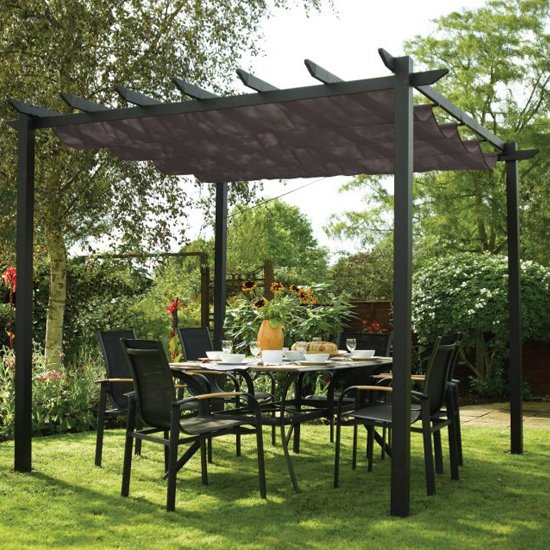 Photo of Launton free standing 3x3 aluminium canopy in gunmetal grey