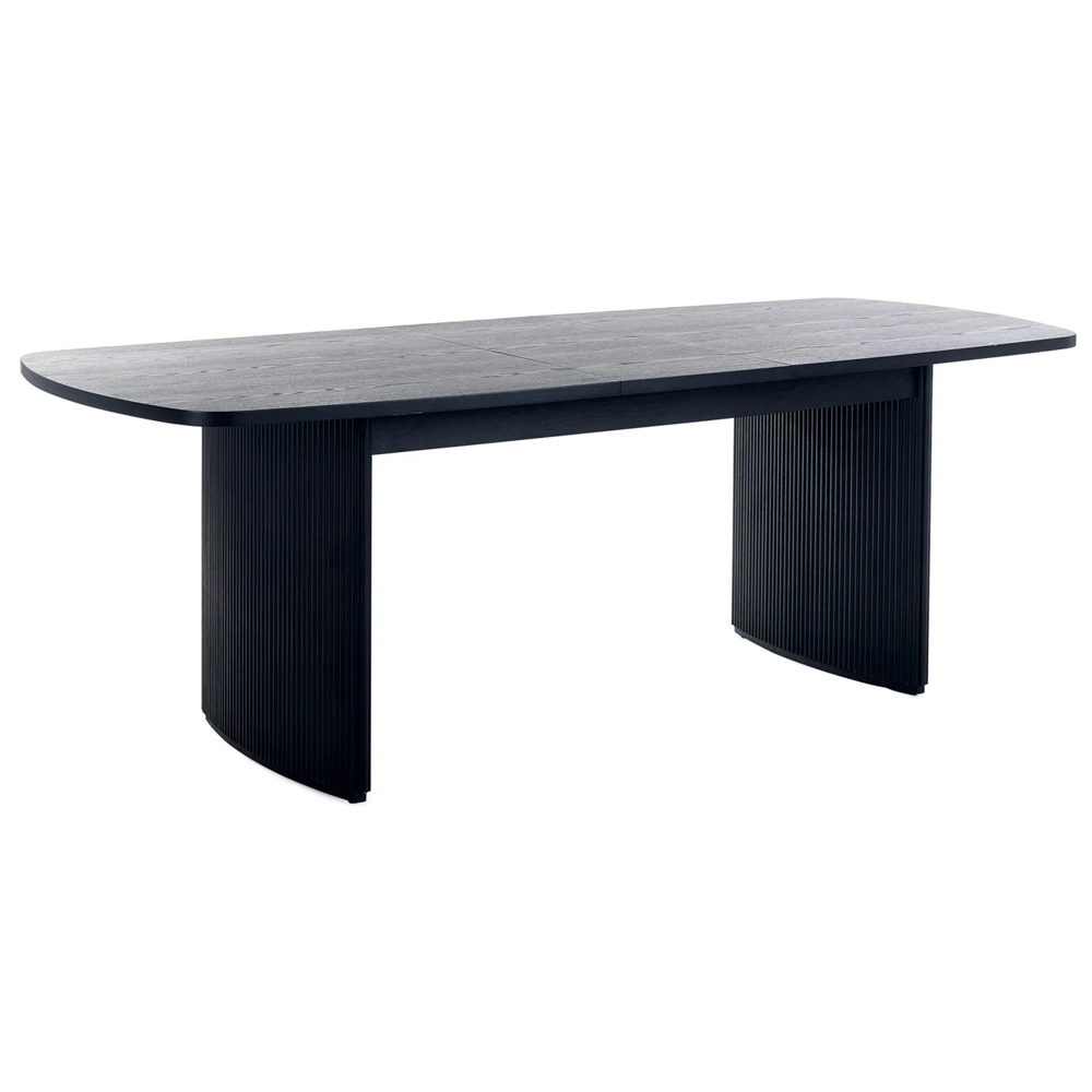 Laurel Black Fluted Extending Wooden Dining Table With 4 Siena White Chairs