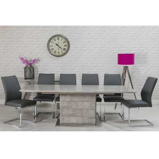 Product photograph of Laurel Extendable Dining Table Concrete Effect 6 Presto Chairs from Furniture in Fashion