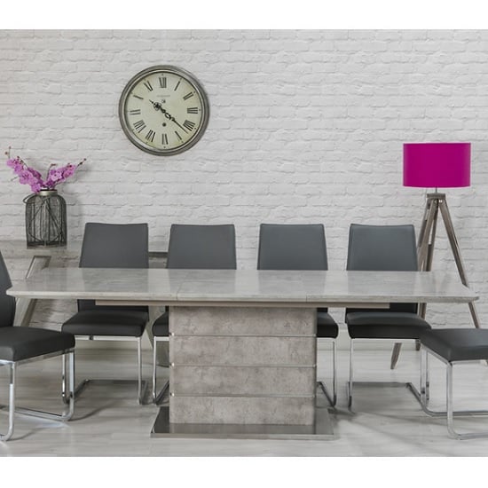 Lauram Extendable Dining Table Rectangular In Concrete Effect