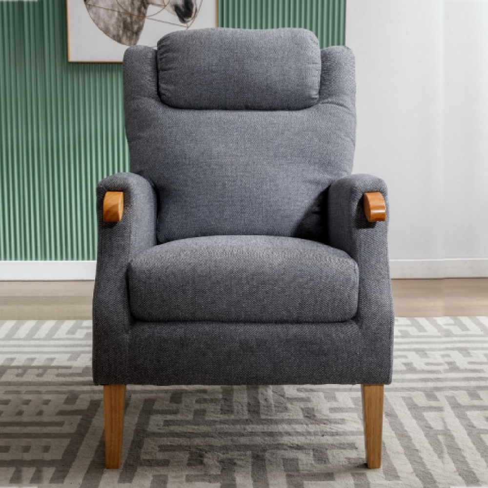 Laurel Fabric 1 Seater Sofa With Oak Legs In Grey