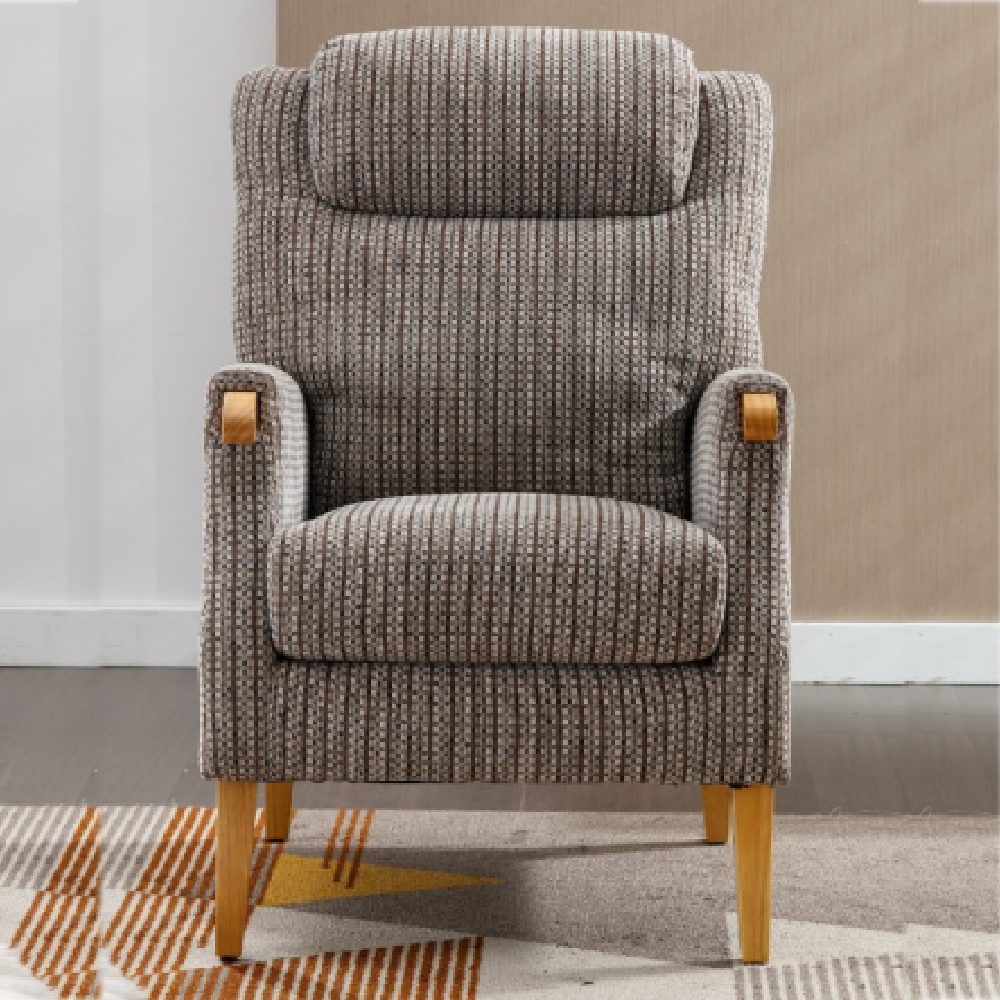 Laurel Fabric 1 Seater Sofa With Oak Legs In Latte