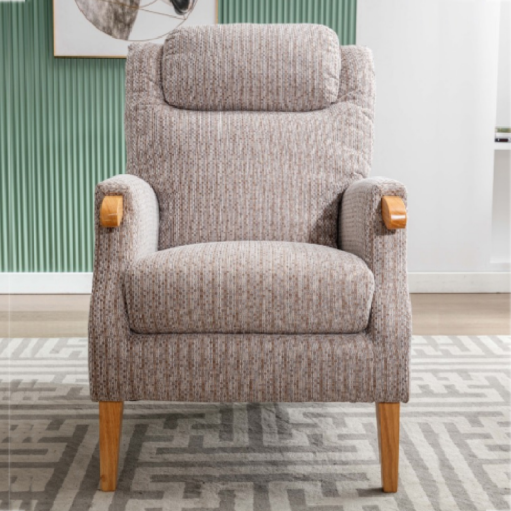 Laurel Fabric 1 Seater Sofa With Oak Legs In Natural